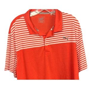 Puma Golf Mens XXL Clubhouse Dry Cell Polo‎ Shirt Red Striped Short Sleeve 2XL